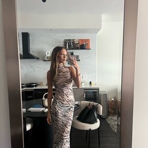 REVOLVE Black and White Animal Print Maxi Dress